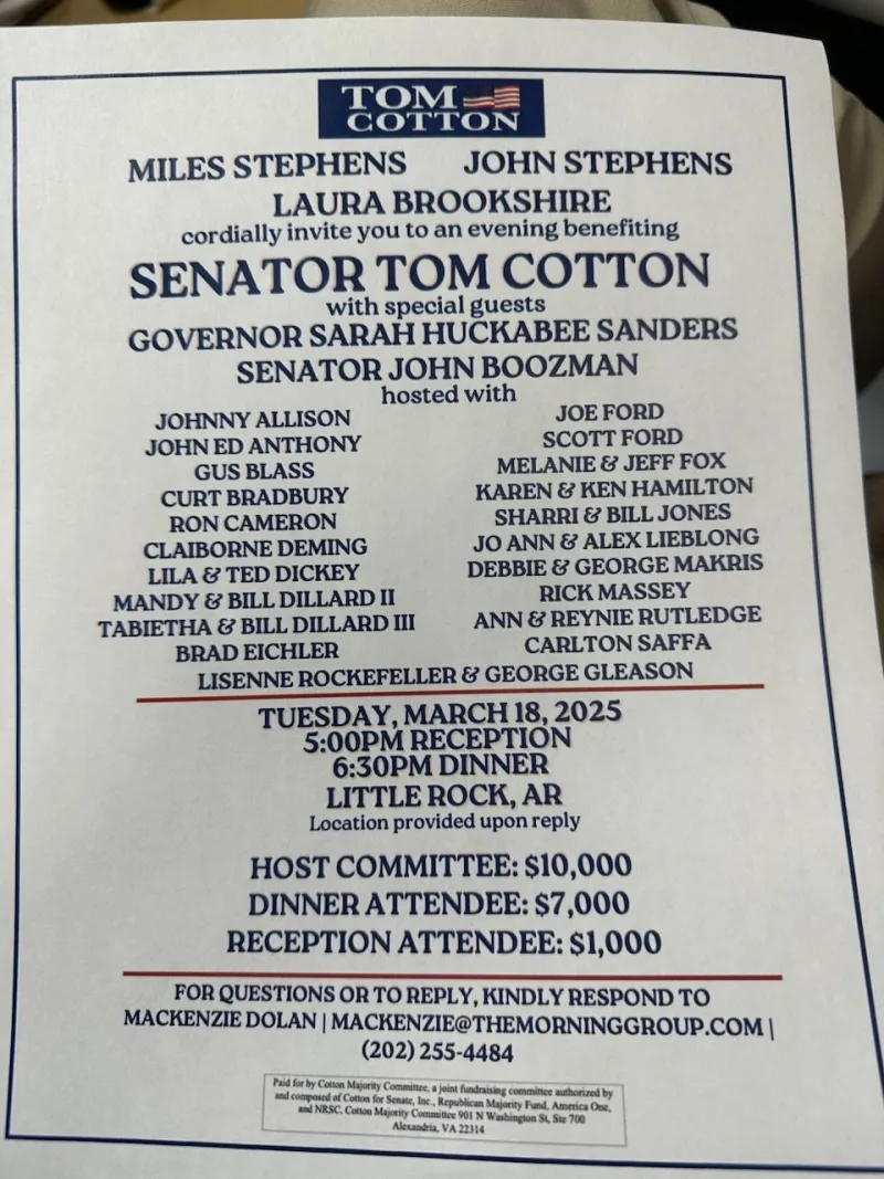 Tom Cotton fundraiser